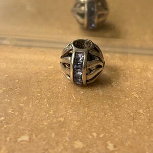 Pandora silver charm with purple gems